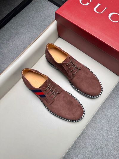 Gucci Brown calfskin Leather Shoes-Gucci Man Business Leather Shoes